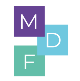 Notre Logo : trois carrés contenants les lettre M, D et F (acronyme de Maison De la Formation)
