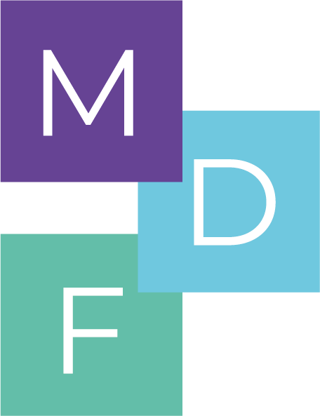 Notre Logo : trois carrés contenants les lettre M, D et F (acronyme de Maison De la Formation)