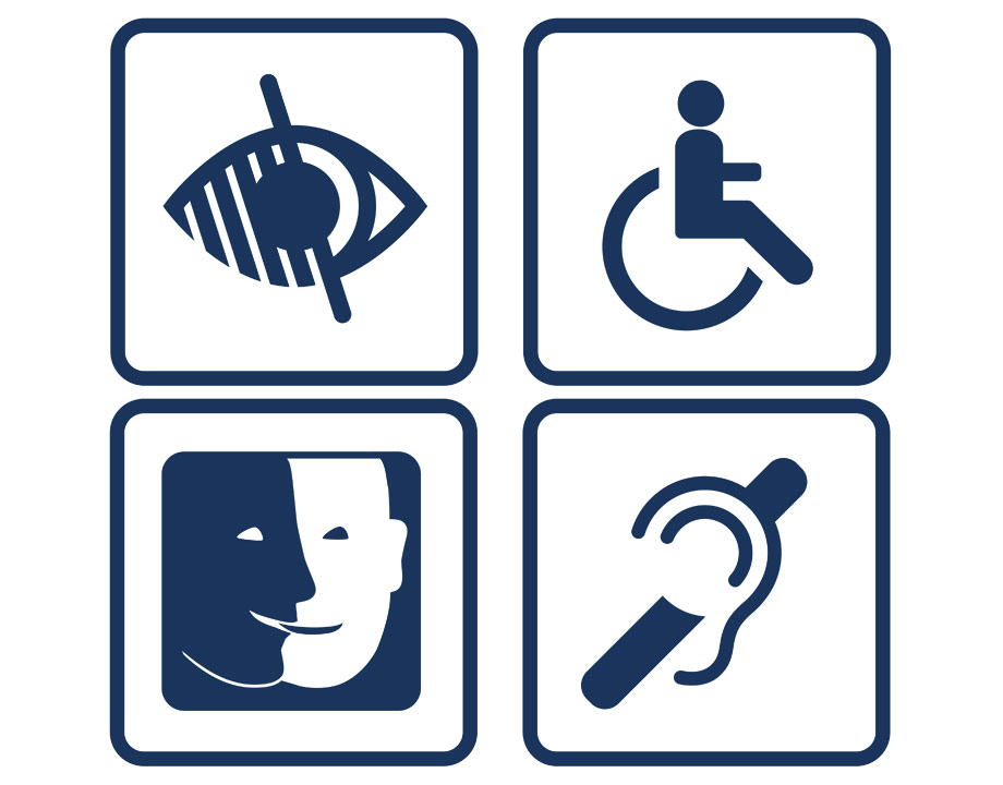 symboles d'accessibilité aux personnes en situation de handicap